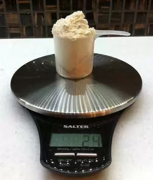 What a 24g scoop of protein powder looks like.